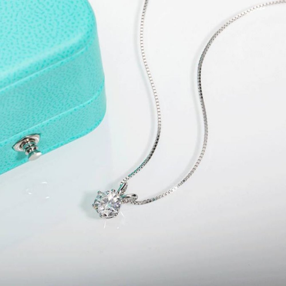 Certified 3 ct. t.w. Moissanite Diamond Solitaire Necklace NEW A - Picture 4 of 9
